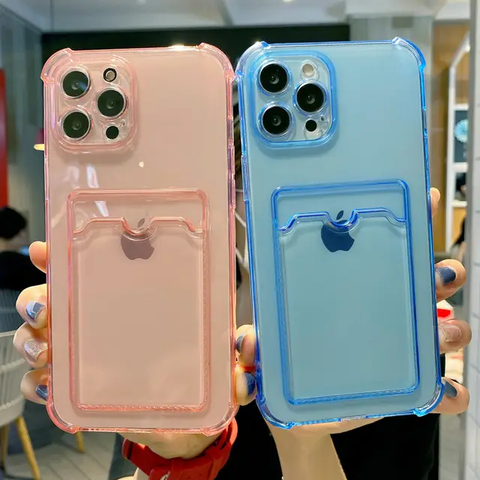 Transparent color cover with card pocket for iphone 14 pro max