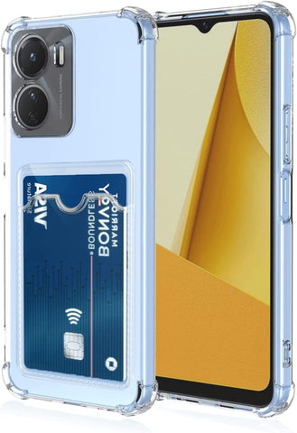 vivo y02 \ y02s - case with Card or photo holder. جراب شفاف بزوايا مضادة للصدمات مع حامل كروت , صور او  بطاقات فيفو y02s \ y02