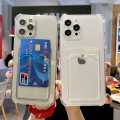 جراب شفاف بزوايا مضادة للصدمات مع حامل كروت , صور او  بطاقات لسامسونج a52 \a52s   . Clear Card Case Slim Fit thin Wallet Case with Card Holder for samsung a52\a52s