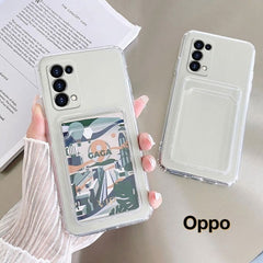 OPPO reno 7 4g case with Card or photo holder. جراب شفاف بزوايا مضادة للصدمات مع حامل كروت , صور او  بطاقات لهاتف  اوبو رينو 7