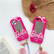 Barbie cover for iphone  with Make-up Mirror for Girls