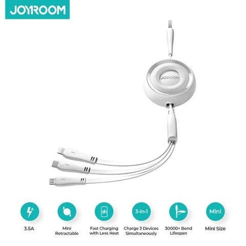 JOYROOM A40 Kabel Charging 3in1 mini Retractable Micro Type C Ligtning